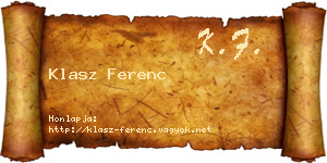 Klasz Ferenc névjegykártya