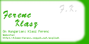ferenc klasz business card
